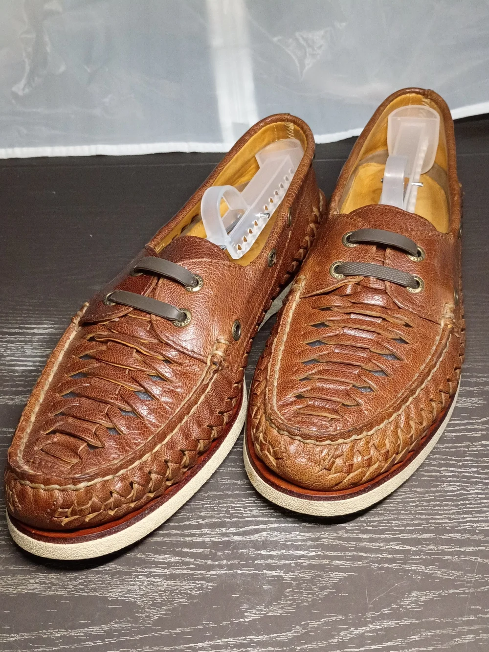 Sperry GOLD CUP Brown Woven Leather Boat Shoes. Men's 9.5M. Like NEW!!!